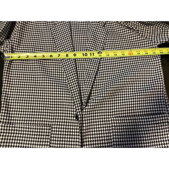 Vintage 80s 90s Kipa Bay Long Black White Single Button Houndstooth Blazer - Picture 7 of 10